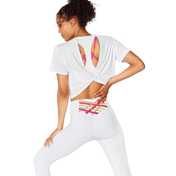 🥳HP🥳Fabletics | Kessler High Impact Racerback Sports Bra White/Plush Pink XXS - Picture 4 of 14